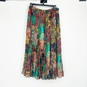 Pleats Collection Women’s Skirt‎ Multicolor Pleated Boho Hippie Midi Lined Sz XL